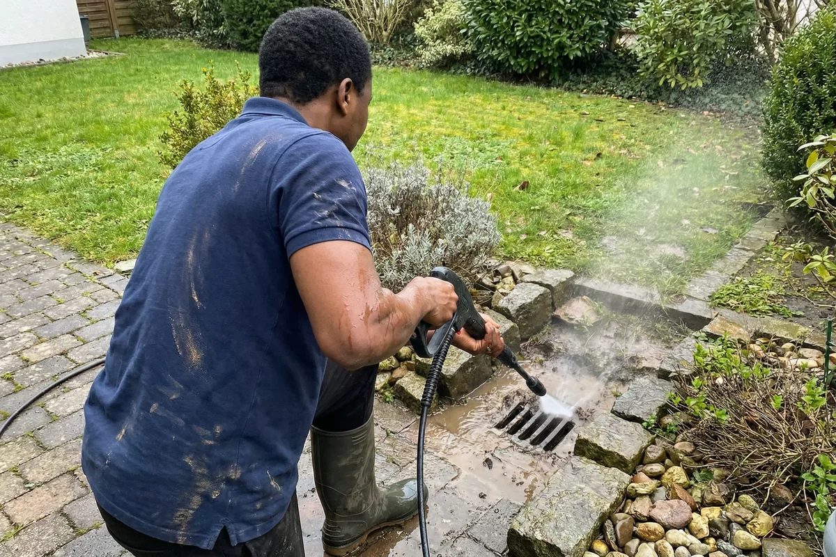 Verstopftes Rohr vorher